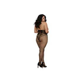 Combinaison grande taille style body dentelle et jambes larges résilles 
